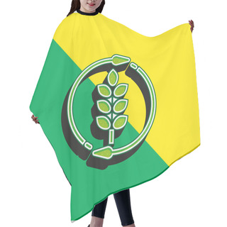 Personality  Agronomy Green And Yellow Modern 3d Vector Icon Logo Hair Cutting Cape