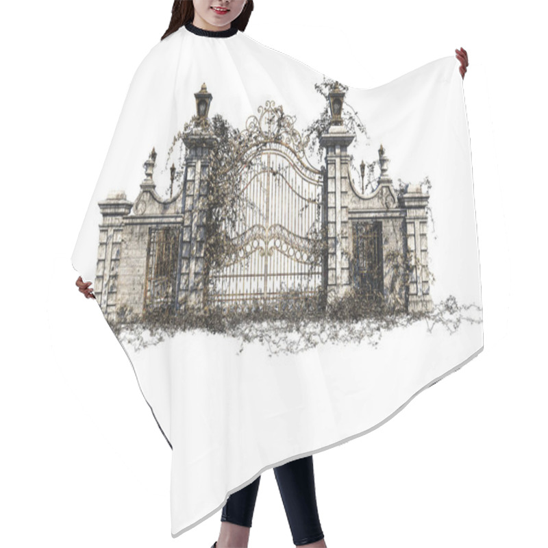 Personality  Fantasy Academy Gate Stone Wall, 3D Illustration, 3D Rendering Hair Cutting Cape