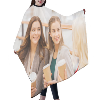Personality  Young Women With Shopping Bags And Coffee In Mall Hair Cutting Cape