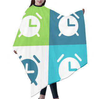 Personality  Alarm Clock Flat Four Color Minimal Icon Set Hair Cutting Cape