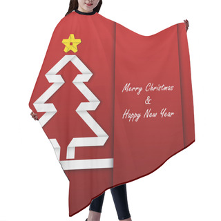 Personality  Christmas Card With Folded Paper Tree Template Hair Cutting Cape
