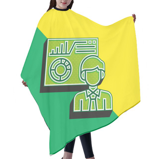 Personality  Analysing Green And Yellow Modern 3d Vector Icon Logo Hair Cutting Cape