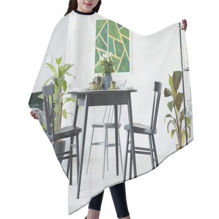 Personality  Dining Room With Green Painting Hair Cutting Cape