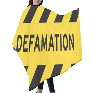 Personality  Yellow And Black Color With Line Striped Label Banner With Word Defamation Hair Cutting Cape