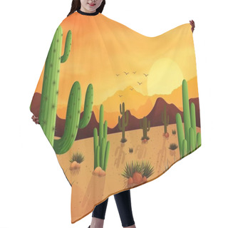 Personality  Desert Landscape Background With Cactuses Hair Cutting Cape