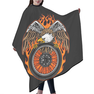 Personality  Vector Of Eagle Hold The Tyre Of Custom Motorcycle Hair Cutting Cape