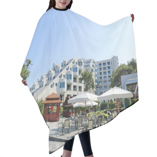 Personality  Hotel Building With Open Air Cafeteria, Hair Cutting Cape