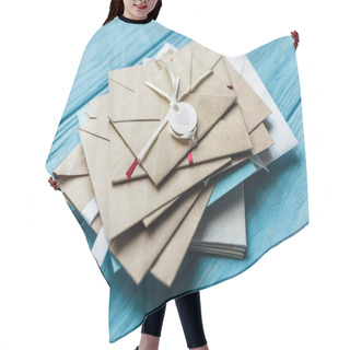 Personality  Wooden Blue Background With Envelopes And Heart Hair Cutting Cape