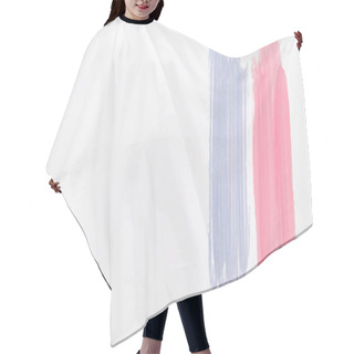 Personality  Top View Of Abstract Pink And Blue Paint Brushstrokes On White Background, Panoramic Shot Hair Cutting Cape