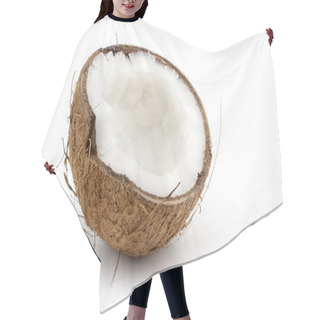 Personality  Coconut Cut In Half Isolated On White Background Hair Cutting Cape