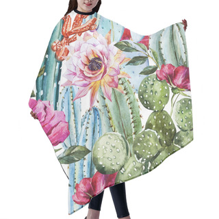 Personality  Watercolor Cactus Pattern Hair Cutting Cape