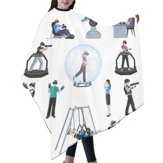 Personality  Virtual Augmented Reality Flat Pictogram Collection Hair Cutting Cape