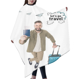 Personality  Man With Suitcase, Passport And Tickets Hair Cutting Cape