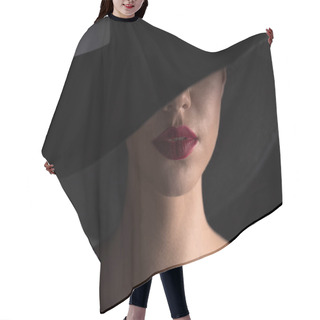 Personality  Woman In Black Hat Hair Cutting Cape