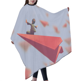 Personality  Man Sitting On Red Airplane Paper In The Sky Hair Cutting Cape