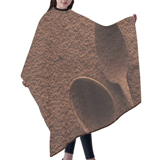 Personality  Top View Of Spoons With Cocoa Powder On Cocoa Background Hair Cutting Cape
