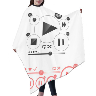 Personality  Round Media Player Buttons And Red Audio Player Isolated On Background Hair Cutting Cape