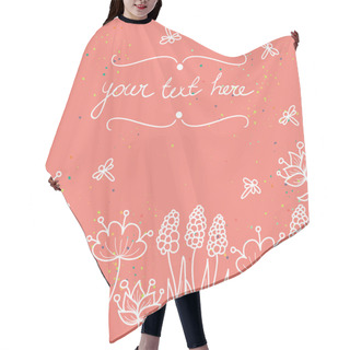 Personality  Coral Card With Flowers And Dragonflies. Hair Cutting Cape