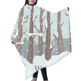 Personality  Winter Forest Background Snow Tree Vector Image Hair Cutting Cape