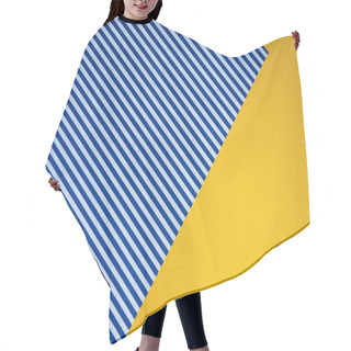 Personality  Top View Of Blue Striped And Yellow Dotted Templates For Background Hair Cutting Cape