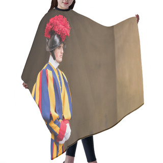 Personality  Papal Swiss Guard In Uniform Hair Cutting Cape