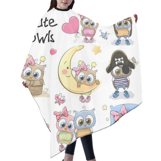 Personality  Set Of Cute Cartoon Owls Hair Cutting Cape