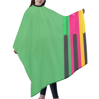 Personality  Top View Of Colorful Marker Pens On Multicolored Background, Banner Hair Cutting Cape