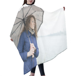 Personality  Young Woman With Umbrella  Hair Cutting Cape
