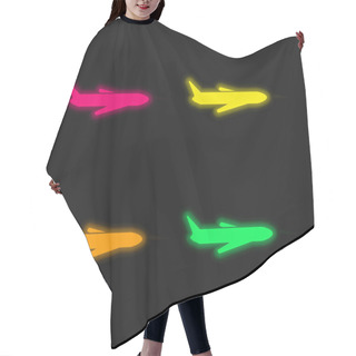 Personality  Airplane Four Color Glowing Neon Vector Icon Hair Cutting Cape