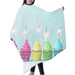 Personality  Colorful Cupcakes With Sparklers Hair Cutting Cape