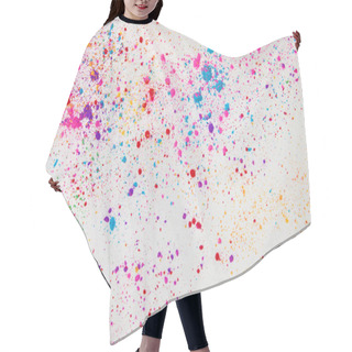 Personality  Top View Of Scattered Colorful Holi Powder Isolated On White Hair Cutting Cape