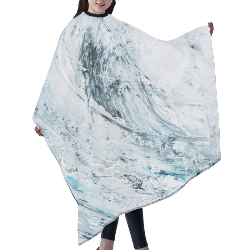 Personality  background with light blue and grey brush strokes of oil paint hair cutting cape