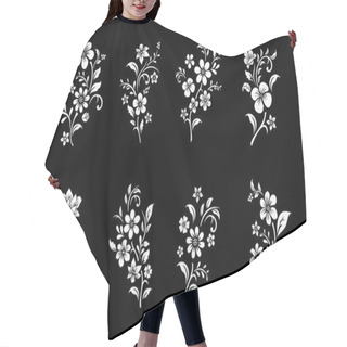 Personality  Set Of Black And White Flowers Cutting Hair Cutting Cape