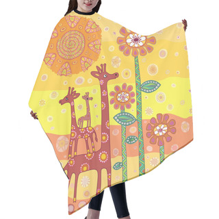 Personality  Illustration Of Family Of Giraffes Hair Cutting Cape