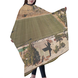 Personality  Rugby Field Match With Drone View Hair Cutting Cape