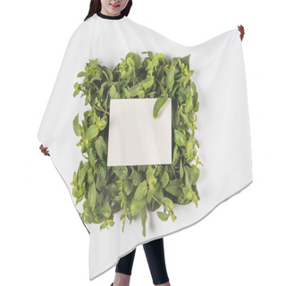 Personality  Blank Card On Mint Leaves Hair Cutting Cape