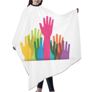 Personality  Vector Colored Raised Hands Presentation Hair Cutting Cape