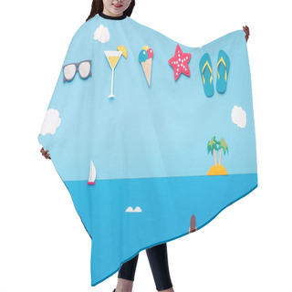 Personality  Summer Concept Wallpaper With Beach Accessories In The Sky Hair Cutting Cape