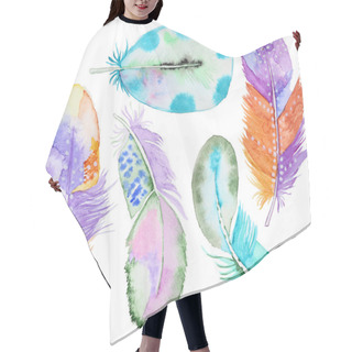 Personality  Watercolor Feathers Set Hair Cutting Cape