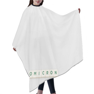 Personality  Top View Of White Cubes With Omicron Lettering On Grey Background With Copy Space Hair Cutting Cape