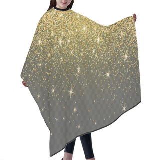 Personality  Golden Glitter Sparkle On A Transparent Background. Gold Vibrant Background With Twinkle Lights. Vector Illustration. Hair Cutting Cape
