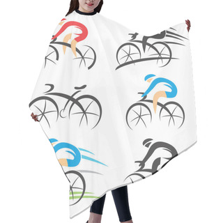 Personality  Icons With Stylized Cyclist Hair Cutting Cape