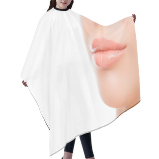 Personality  Close Up Photo Of Woman's Lips With Natural Make Up On White Bac Hair Cutting Cape