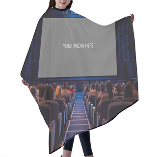 Personality  Empty Cinema Screen With Audience. Hair Cutting Cape