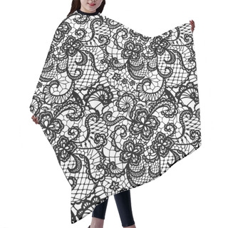 Personality  Lace Black Seamless Pattern With Flowers Hair Cutting Cape
