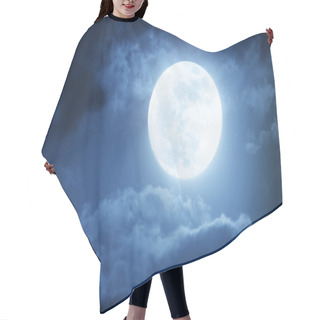 Personality  Dramatic Nighttime Clouds And Sky With Large Full Moon Hair Cutting Cape