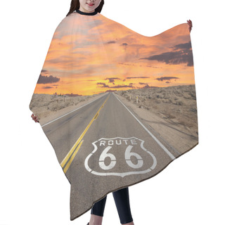 Personality  Route 66 Pavement Sign Sunrise Mojave Desert Hair Cutting Cape