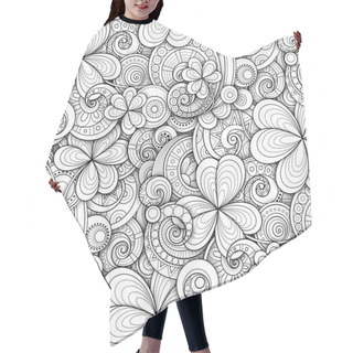 Personality  Monochrome Seamless Pattern With Floral Motifs, Vector, Illustration Hair Cutting Cape