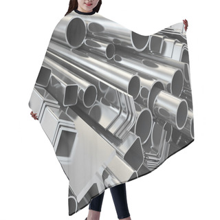 Personality  Metal Profile And Pipes On White Background. Hair Cutting Cape