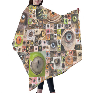 Personality  Montage Of Animal Eyes Hair Cutting Cape